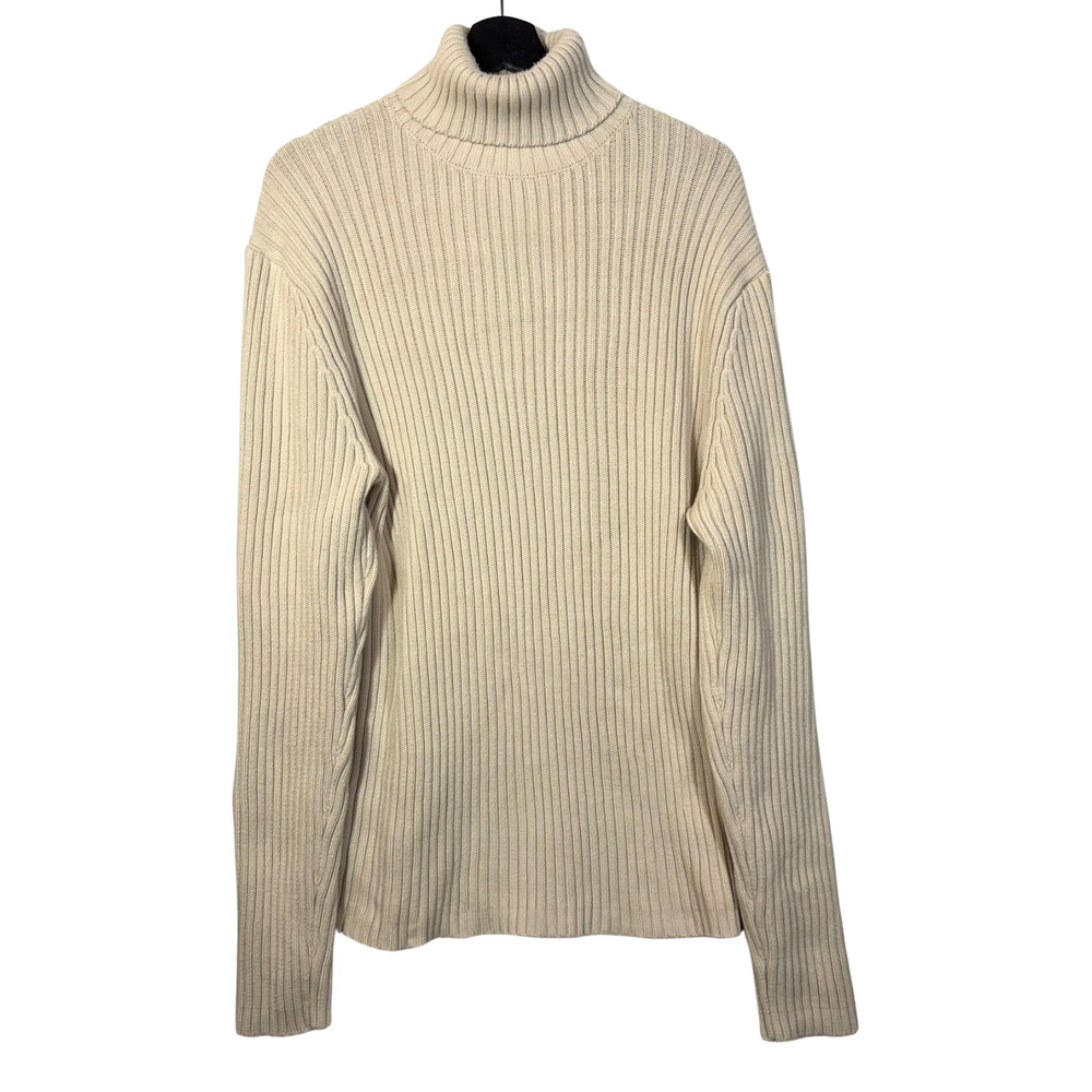 Banana Republic Ribbed Chunky Turtleneck Sweater Cream White XL Vintage Y2K